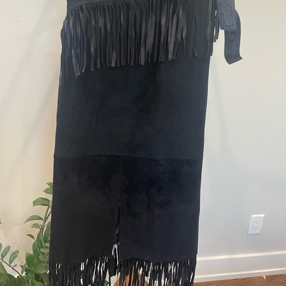 Running Wild Leather Fringe Vintage Wrap Skirt Size OS - Picture 5 of 16